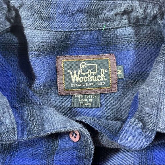 Vtg Woolrich Blue Plaid Button Up Flannel Long Sleeve Shirt Sz Med Outdoor - Picture 3 of 6